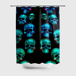 Шторка для душа Neon skulls - ai art pattern, цвет: 3D-принт