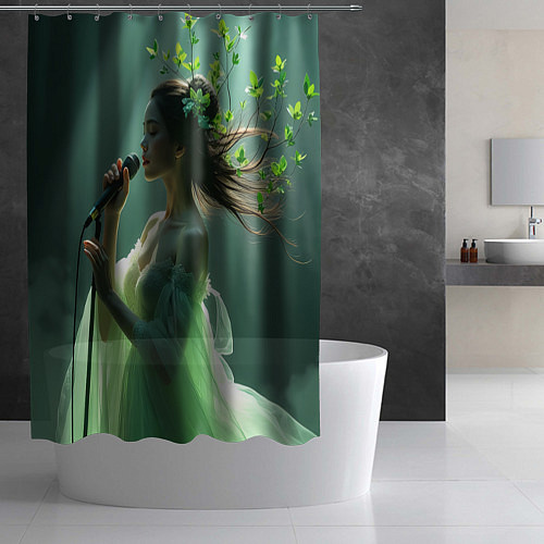 Шторка для ванной Певица на сцене исполняет песню в свете прожекторо / 3D-принт – фото 2