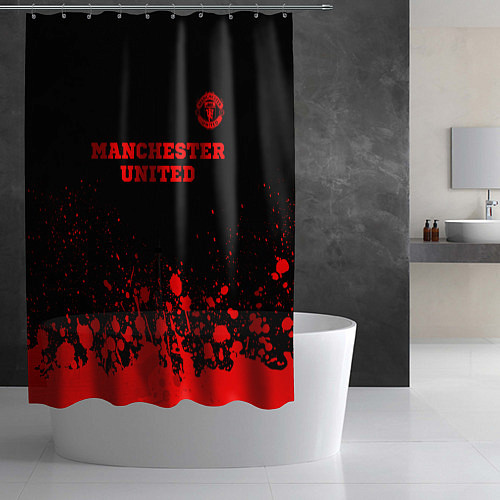 Шторка для ванной Manchester United - red gradient посередине / 3D-принт – фото 2