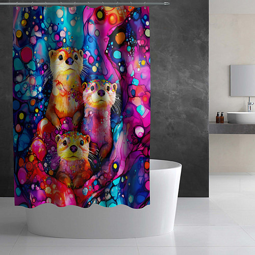 Шторка для ванной Три выдры / 3D-принт – фото 2
