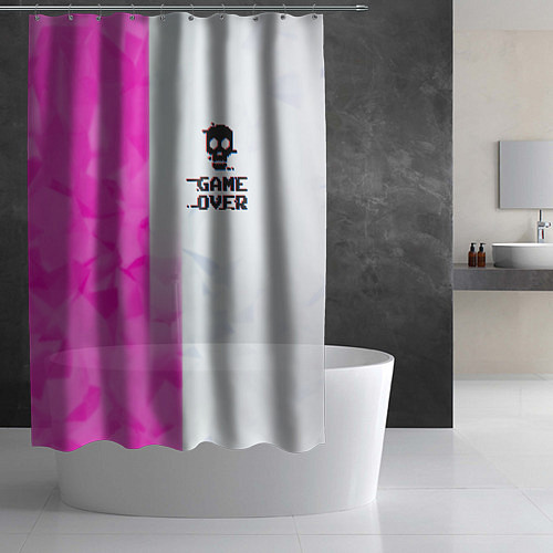 Шторка для ванной Game over pink abstraction / 3D-принт – фото 2