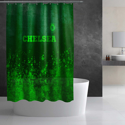 Шторка для ванной Chelsea - green gradient посередине / 3D-принт – фото 2