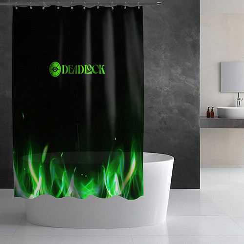 Шторка для ванной Deadlock logo зеленый огонь / 3D-принт – фото 2