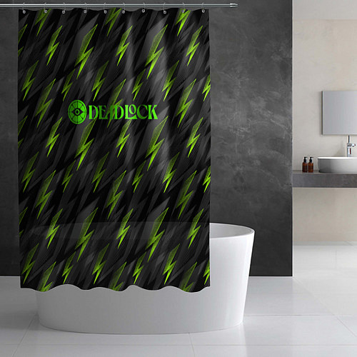Шторка для ванной Deadlock зеленые молнии / 3D-принт – фото 2