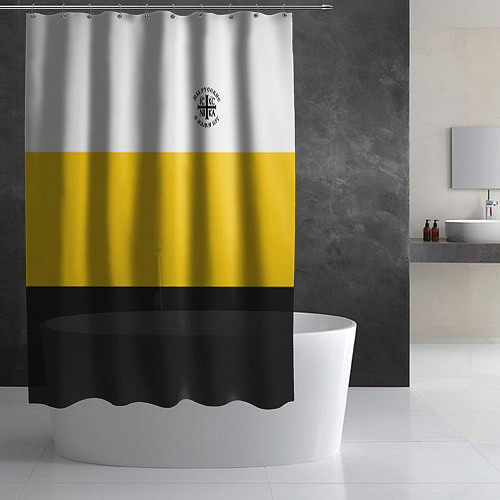 Шторка для ванной Мы русские с нами Бог НИКА 2 черная патриоты / 3D-принт – фото 2