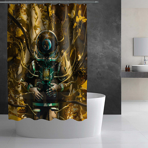 Шторка для ванной Космонавт - киборг / 3D-принт – фото 2