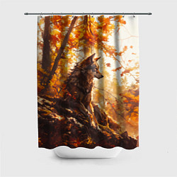 Шторка для душа Волк на привале, цвет: 3D-принт