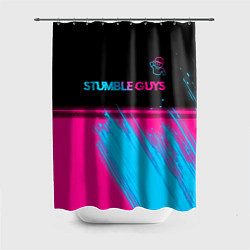 Шторка для душа Stumble Guys - neon gradient посередине, цвет: 3D-принт