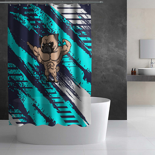 Шторка для ванной Мопс бодибилдер / 3D-принт – фото 2