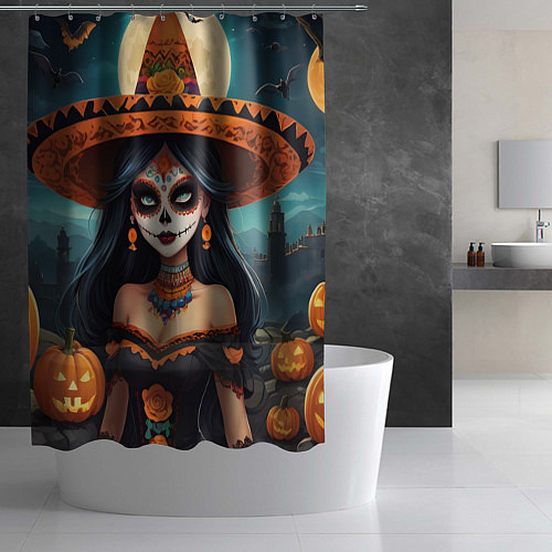 Шторка для ванной Страшилки ведьмочка / 3D-принт – фото 2