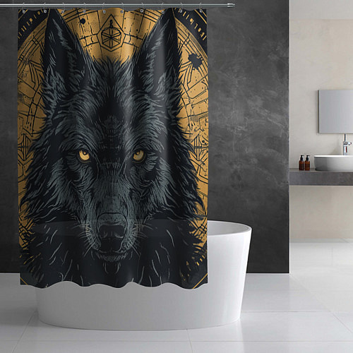 Шторка для ванной Черный волк / 3D-принт – фото 2
