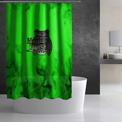 Шторка для душа Monster Hunter fire green, цвет: 3D-принт — фото 2