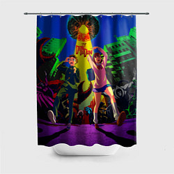 Шторка для душа Dandadan: Момо и Кэн, цвет: 3D-принт