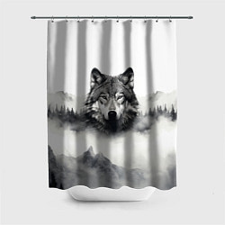Шторка для душа Голова серого волка, цвет: 3D-принт