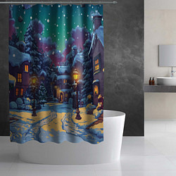 Шторка для душа Глубокая зимняя ночь перед рождеством, цвет: 3D-принт — фото 2