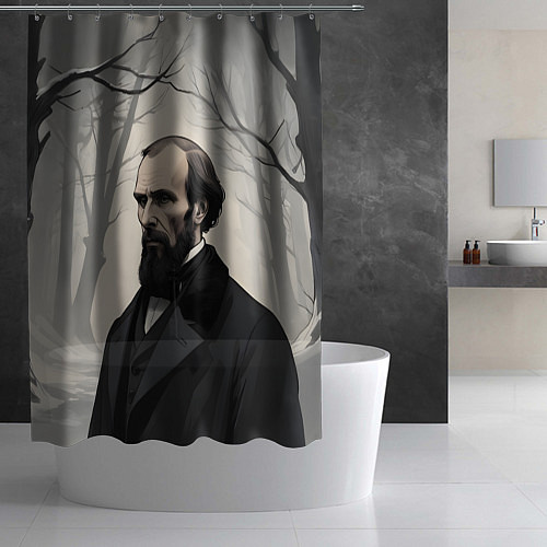 Шторка для ванной Достоевский зимняя аллея / 3D-принт – фото 2