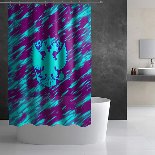 Шторка для ванной Герб РФ холодные краски / 3D-принт – фото 2