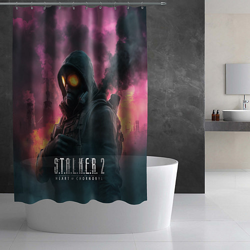 Шторка для ванной Stalker 2 радиоактивный фон / 3D-принт – фото 2