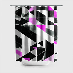 Шторка для душа Black and pink abstraction on a white background, цвет: 3D-принт