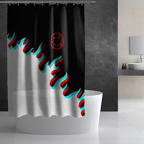 Шторка для ванной Нирвана глитч огонь / 3D-принт – фото 2