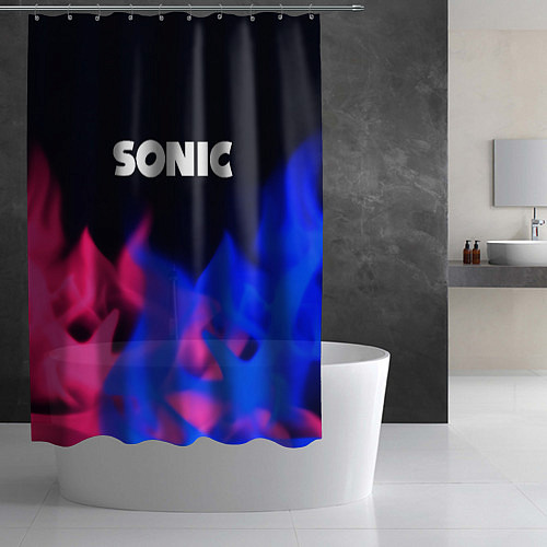 Шторка для ванной Sonic neon flame / 3D-принт – фото 2