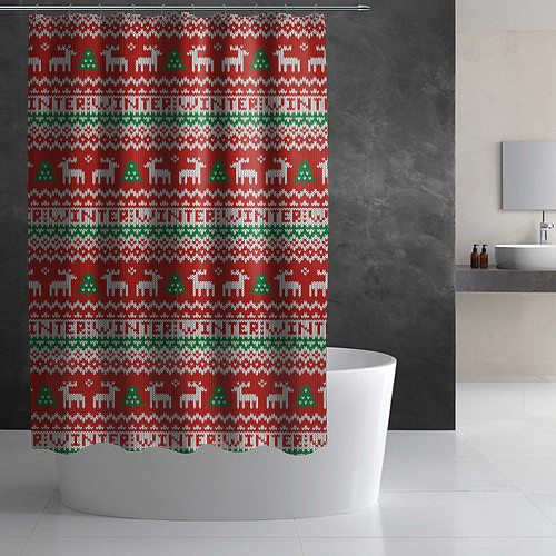 Шторка для ванной Deer christmas pattern / 3D-принт – фото 2