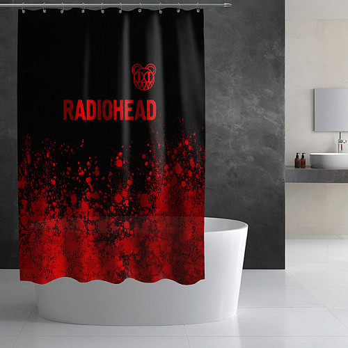 Шторка для ванной Radiohead - red gradient посередине / 3D-принт – фото 2