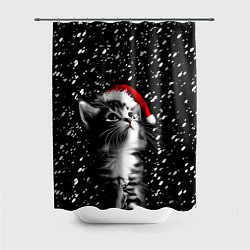 Шторка для душа Милый котенок - первый снег, цвет: 3D-принт