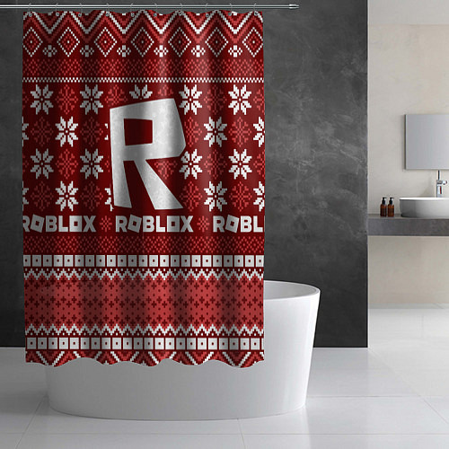 Шторка для ванной Новогодний свитер ugly Roblox / 3D-принт – фото 2