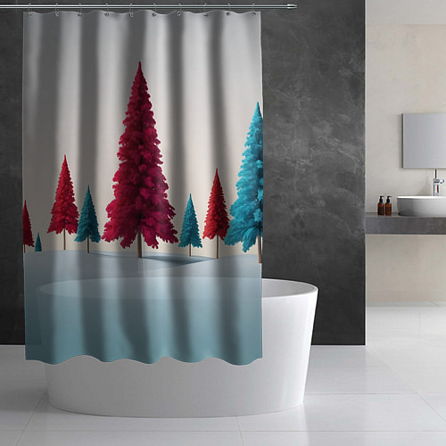 Шторка для ванной Новогодний минимализм / 3D-принт – фото 2