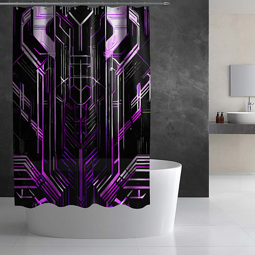 Шторка для ванной Purple lines on a black background / 3D-принт – фото 2