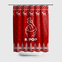 Шторка для душа Новогодний K Pop с оленями, цвет: 3D-принт