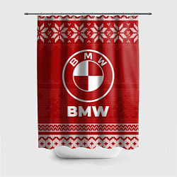 Шторка для душа Новогодний BMW, цвет: 3D-принт