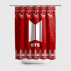 Шторка для душа Новогодний BTS с оленями, цвет: 3D-принт