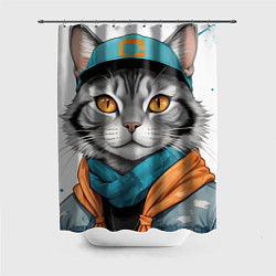 Шторка для душа Городской кот, цвет: 3D-принт