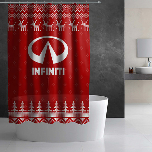 Шторка для ванной Новогодний Infiniti с оленями / 3D-принт – фото 2
