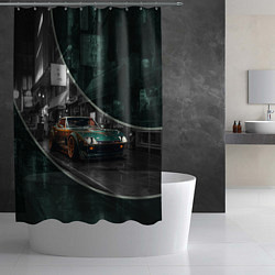 Шторка для душа Зелёный спорткар, цвет: 3D-принт — фото 2