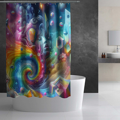 Шторка для ванной Абстрактное граффити с лицом девушки / 3D-принт – фото 2