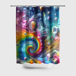 Шторка для душа Абстрактное граффити с лицом девушки, цвет: 3D-принт