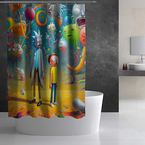 Шторка для ванной Рик и Морти - сюрреалистическая фантазия / 3D-принт – фото 2