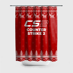 Шторка для душа Новогодний Counter Strike 2 с оленями, цвет: 3D-принт