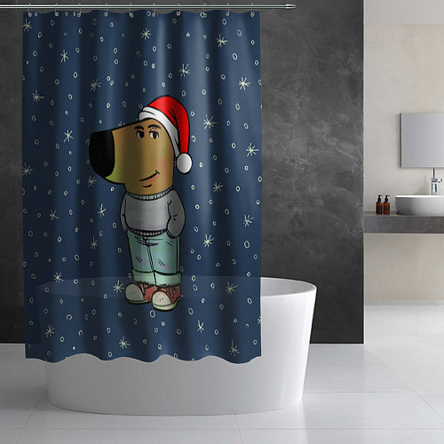Шторка для ванной Новогодний чиловый парень / 3D-принт – фото 2