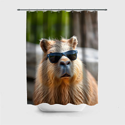 Шторка для душа Модная капибара в темных очках, цвет: 3D-принт