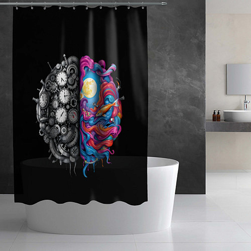 Шторка для ванной Правое и левое полушарие / 3D-принт – фото 2