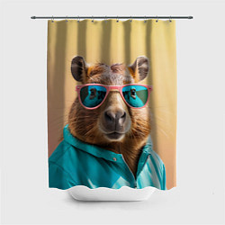 Шторка для душа Модная капибара в отпуске, цвет: 3D-принт