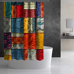 Шторка для душа Пэчворк из ярких тканей, цвет: 3D-принт — фото 2