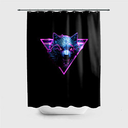 Шторка для душа Волк в неоне, цвет: 3D-принт