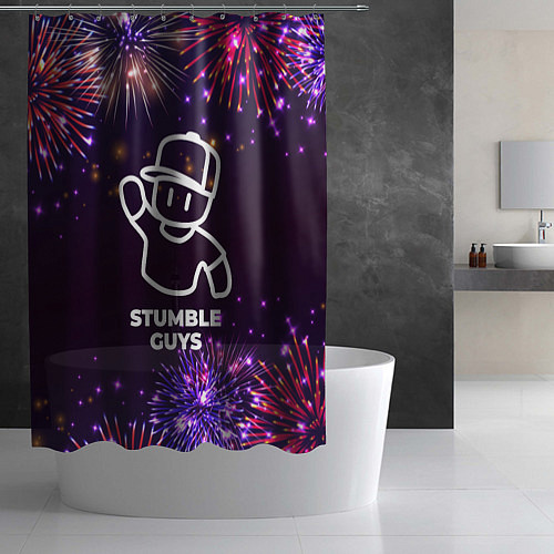Шторка для ванной Праздничный Stumble Guys / 3D-принт – фото 2