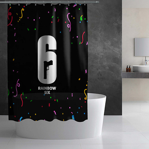 Шторка для ванной Rainbow Six конфети / 3D-принт – фото 2