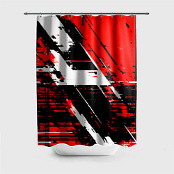 Шторка для душа Diagonal black and white stripes on a red backgrou, цвет: 3D-принт